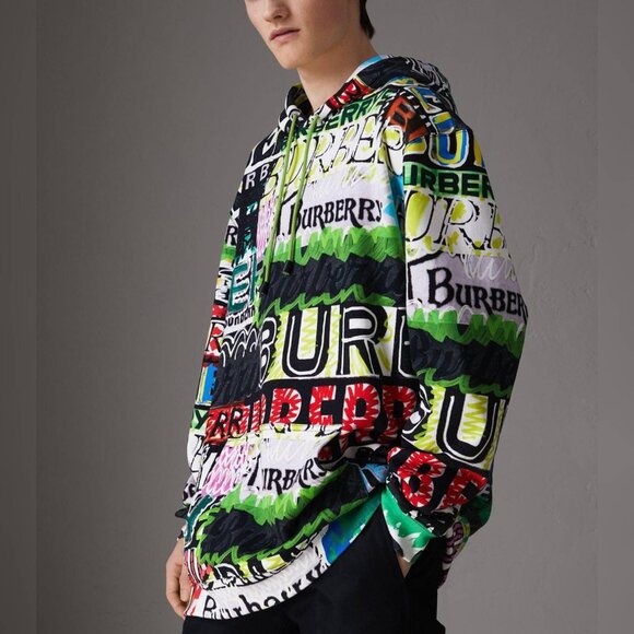 Burberry Harrington Bright Green Oversize Pop Graffiti Sweatshirt Hoodie - Picture 1 of 13